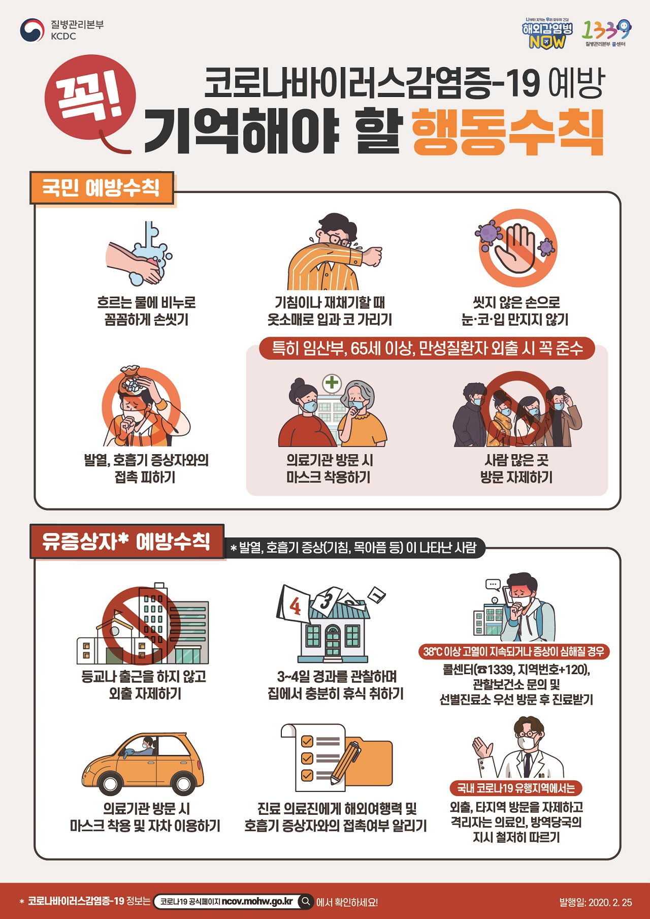 코로나바이러스감염증-19 예방 꼭! 기억해야 할 행동수칙 국민 예방수칙 첨부 이미지